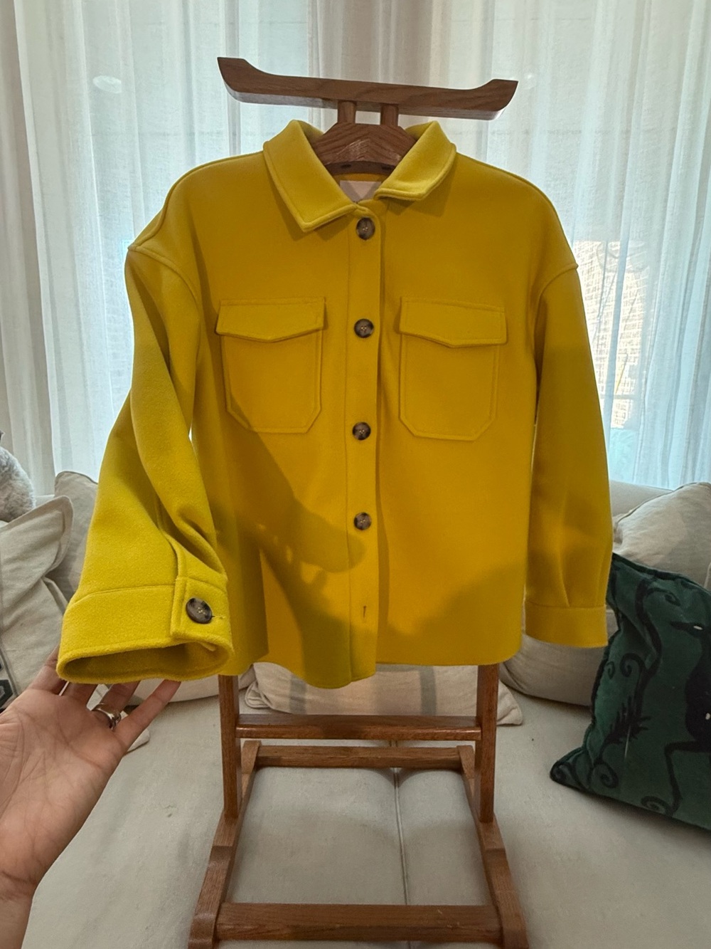 Avec Les Filles Mustard Utility Button-Front Jacket